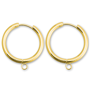 Oorbellen van Stainless steel Roestvrij staal (RVS) creolen met oog 21mm Gold
