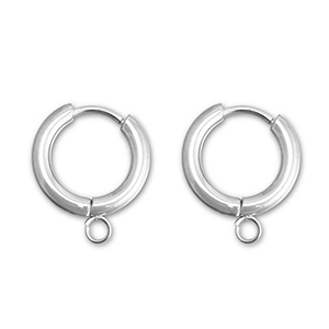 Oorbellen van Stainless steel Roestvrij staal (RVS) creolen met oog 13mm Silver