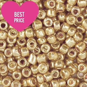 Rocailles 8/0 (3mm) Metallic shine deep gold 