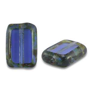 Tsjechische kralen TCB rectangle 12x8mm Transparent dark blue