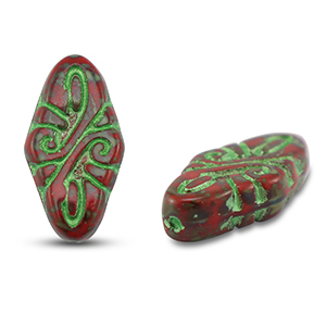 Tsjechische kralen arabesque 19x9mm Red-green