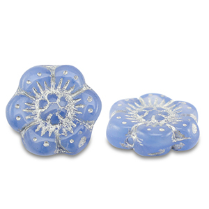 Tsjechische kralen boho flower 14mm Blue-silver