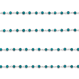 Benodigdheden van Stainless steel Roestvrij staal (RVS) jasseron round Silver-turquoise blue