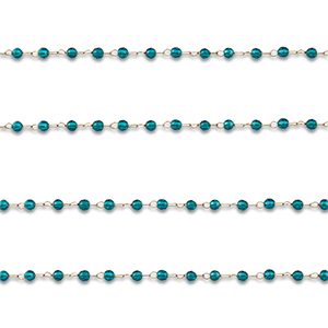 Benodigdheden van Stainless steel Roestvrij staal (RVS) jasseron round Gold-turquoise blue