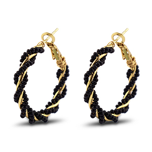 Musthave oorbellen kralen twisted Black-gold