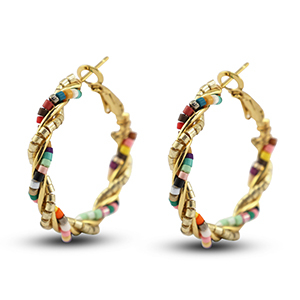 Musthave oorbellen kralen twisted Multicolour-gold