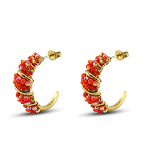 Oorbellen van facet twisted Warm orange AB-warm orange transparent AB-gold