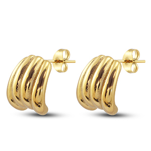 Oorbellen van Stainless steel Roestvrij staal (RVS) oorstekers Gold