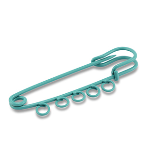 Gekleurde onderdelen ornamental pin met 5 ogen Teal green