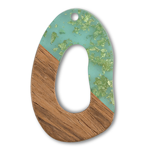 Hangers van hout irregular Green transparent-gold-brown