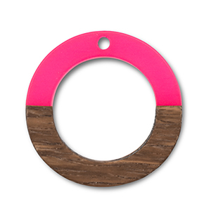Hangers van hout round Neon pink-brown