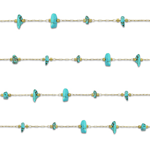 Benodigdheden van Stainless steel Roestvrij staal (RVS) jasseron howliet irregular Gold-turquoise