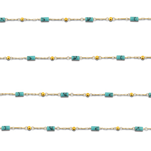 Benodigdheden van Stainless steel Roestvrij staal (RVS) jasseron howliet tube Gold-turquoise