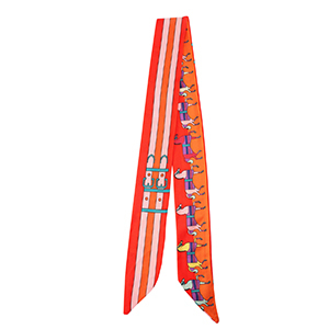 Bandana sjaal with horse/straight lines Red-pink-orange