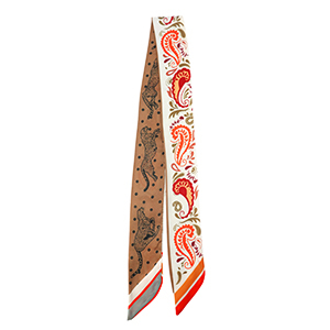 Bandana sjaal with flower/leopard White-light brown-orange