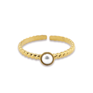 Ringen van Stainless steel Roestvrij staal (RVS) pearl Gold-white
