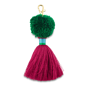 Sleutelhangers pompom with tassel Green-magenta-blue