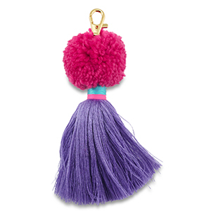 Sleutelhangers pompom with tassel Magenta-purple-blue