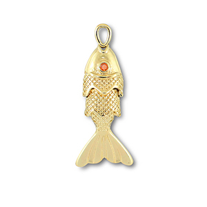 Metaal bedels fish Gold-orange
