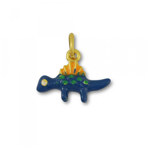 Metaal bedels dinosaur Blue-orange-gold