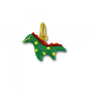 Metaal bedels dinosaur Green-red-gold