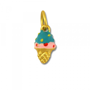 Metaal bedels ice lolly Turquoise-pink-gold