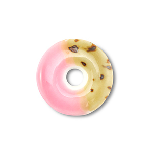 Keramiek kraal disc Light pink-light brown-brown