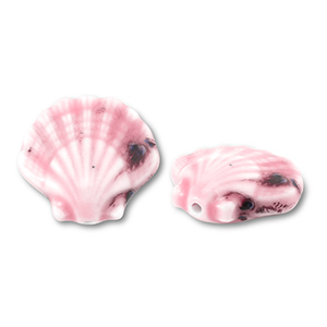 Keramiek kraal shell Pink-blue-red