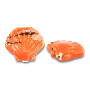 Keramiek kraal shell Orange-black