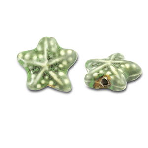 Keramiek kraal starfish Light green
