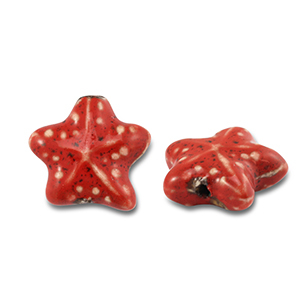 Keramiek kraal starfish Red