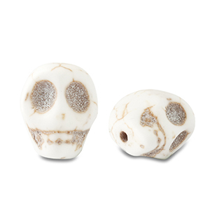 Keramiek kraal skull Off white