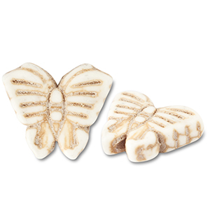 Keramiek kraal butterfly Off white