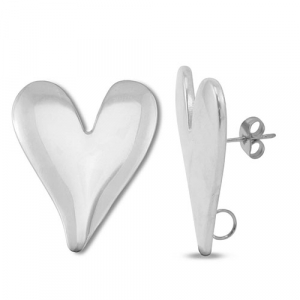 Benodigdheden van Stainless steel Roestvrij staal (RVS) oorbellen / oorsteker heart with loop Silver