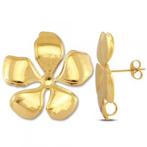 Benodigdheden van Stainless steel Roestvrij staal (RVS) oorbellen / oorsteker flower with loop Gold