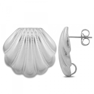 Benodigdheden van Stainless steel Roestvrij staal (RVS) oorbellen / oorsteker shell with loop Silver