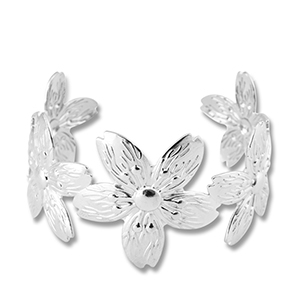 Armbanden van Stainless steel Roestvrij staal (RVS) bangle flower Silver