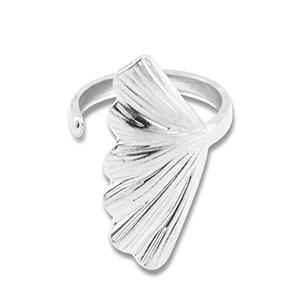 Ringen van Stainless steel Roestvrij staal (RVS) leaf Silver