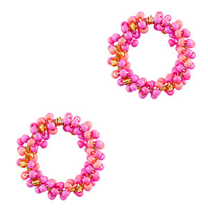 Bedels van Stainless steel Roestvrij staal (RVS) beads Fuchsia