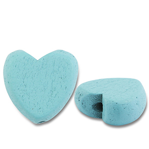 Houten kralen heart Light blue