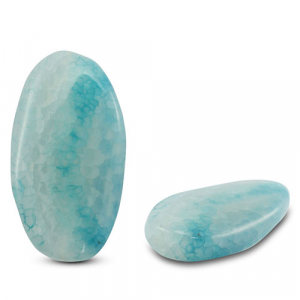 Kralen natuursteen chalcedoon & agaat oval crackled Transparent light blue