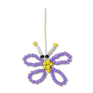 Hanger van glaskralen butterfly Purple-yellow-black