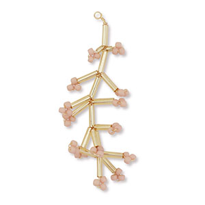 Hanger van glaskralen flower Gold-vintage pink