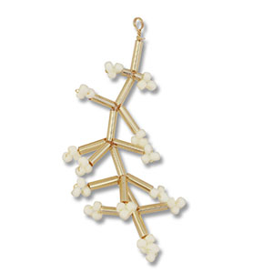 Hanger van glaskralen flower Gold-off white