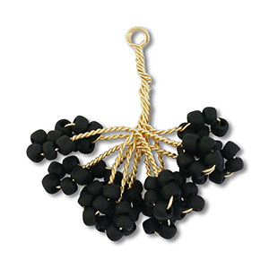 Hanger van glaskralen flower Gold-black