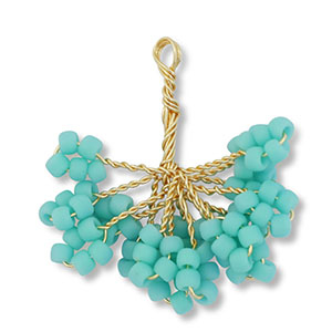 Hanger van glaskralen flower Gold-turquoise