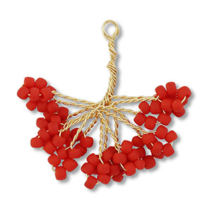 Hanger van glaskralen flower Gold-red