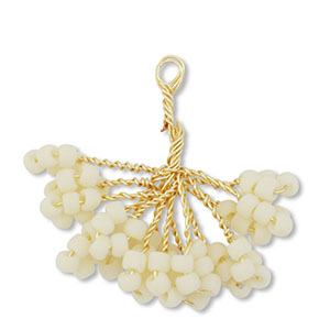 Hanger van glaskralen flower Gold-off white