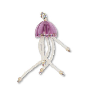 Hanger van glaskralen jellyfish Lilac-nude-transparent AB