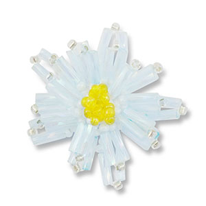 Hanger van glaskralen flower Transparent light blue-transparent yellow-white